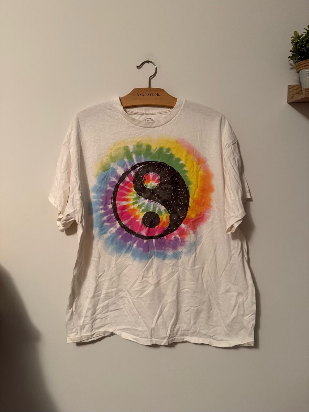 Tie-Dye Yin Yang Short Sleeve Tee - White Multicolor DOM